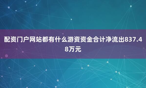 配资门户网站都有什么游资资金合计净流出837.48万元